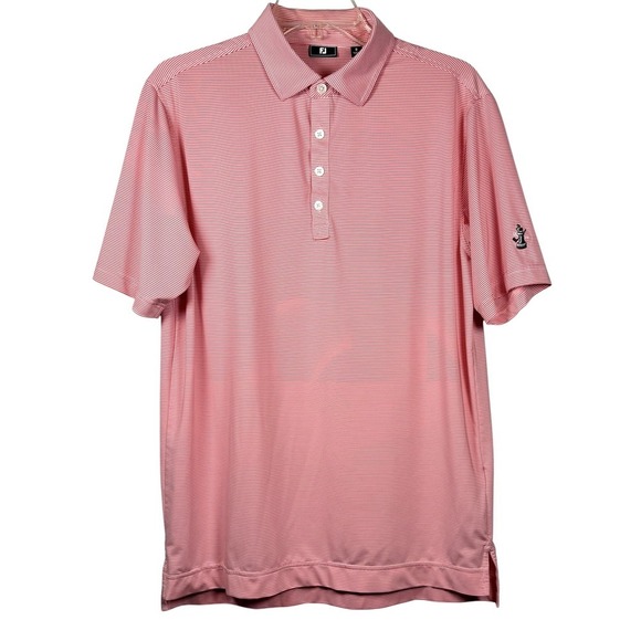FootJoy Other - FootJoy Athletic Fit Golf Polo, Red and White Pinstripes, Chess Logo, Size Small